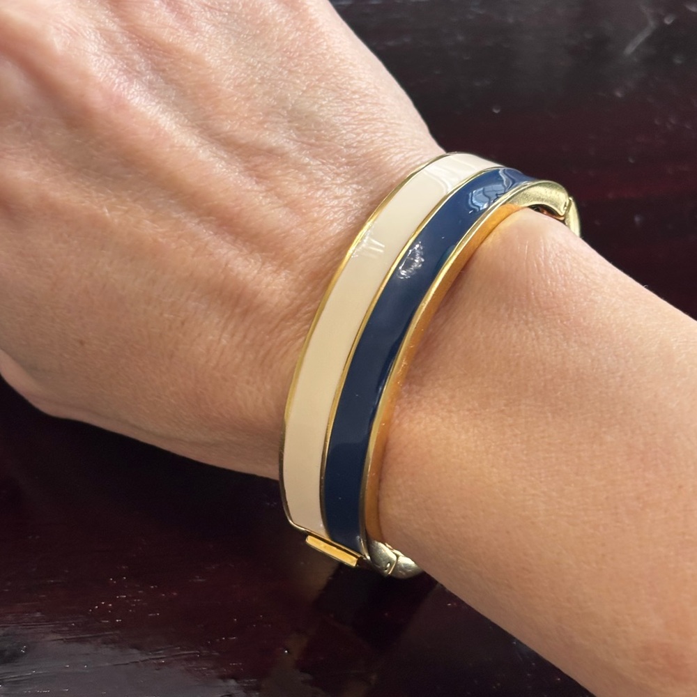 J Crew Gold and Blue Enamel Bangle - Picture 3 of 6